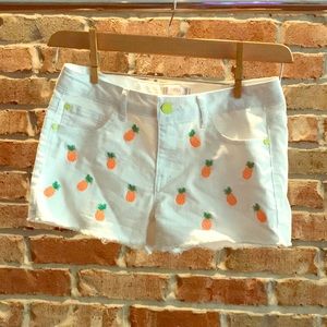 Size Girls 14 Piper White Pineapple Print Shorts
